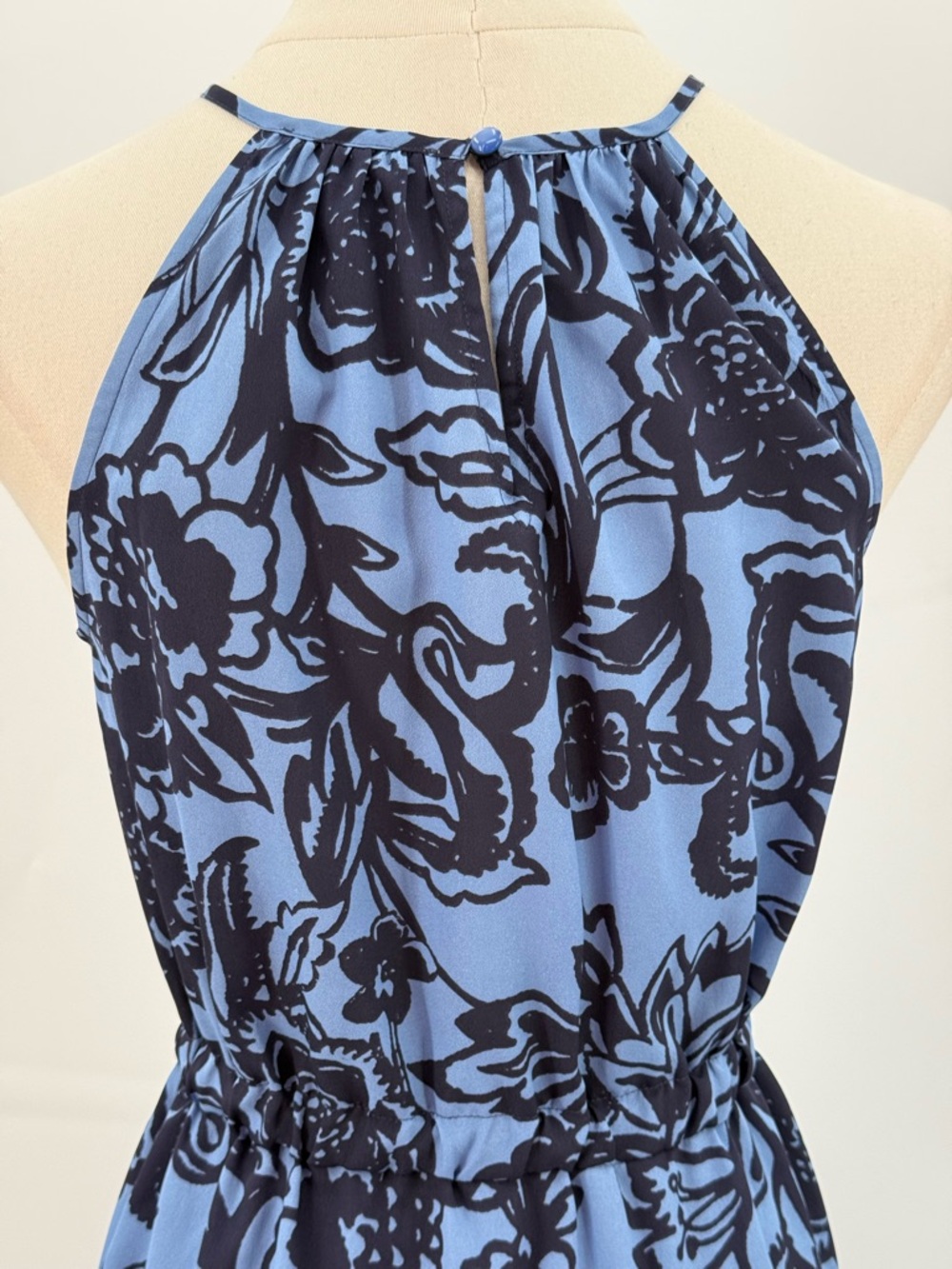 Loft Blue Floral Halter Maxi High Low Keyhole Vacation Summer Boho SZ XS-P - Picture 3 of 13